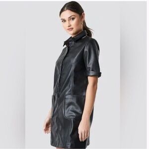 ZARA TRF Collection Faux Leather Shirt Dress